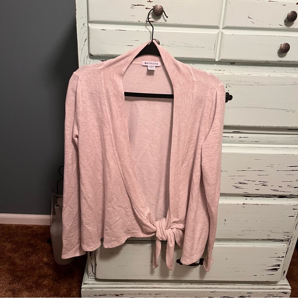 Athleta Women's tan tie front Sweater. Womens size small.